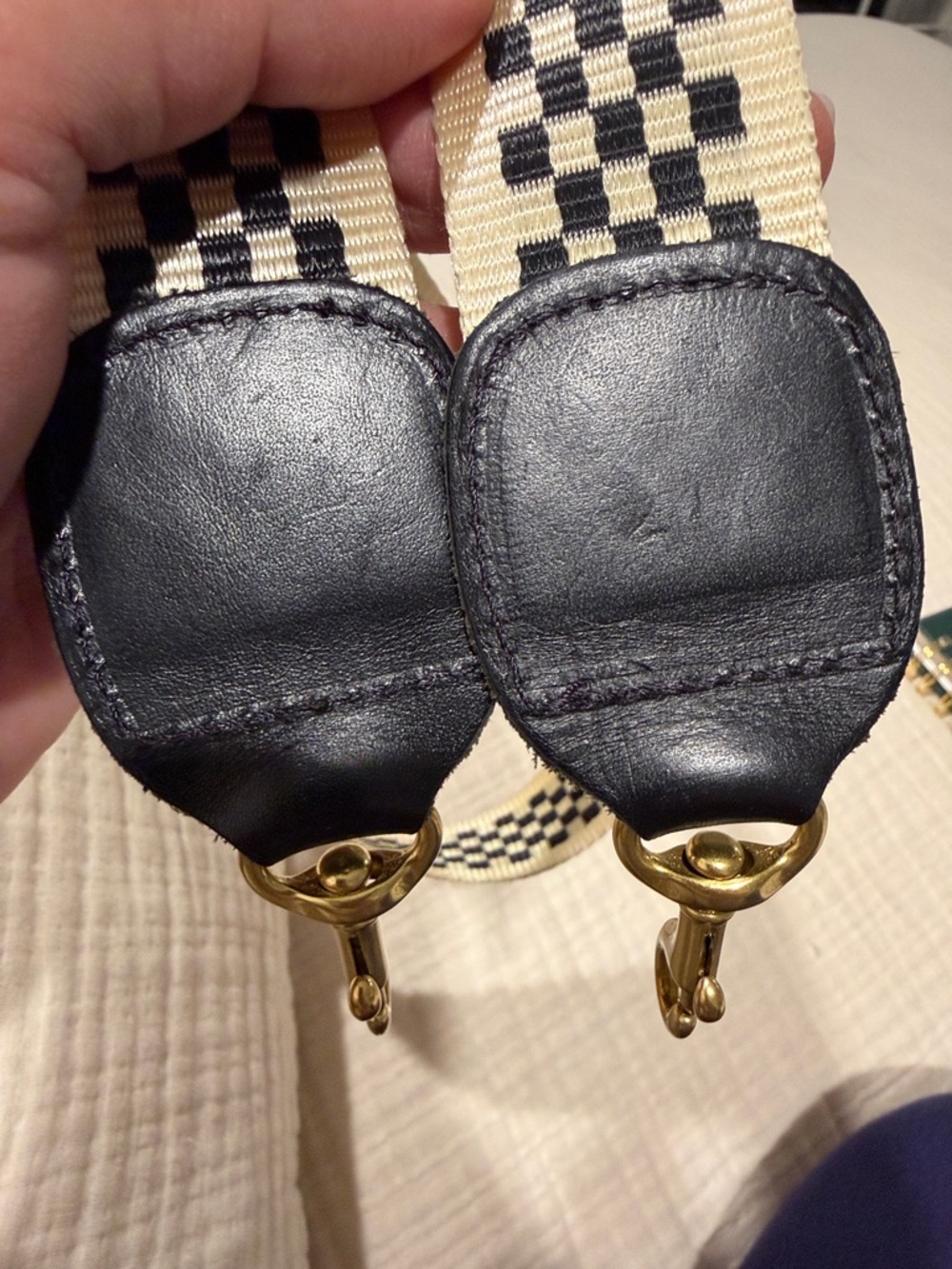 Clare V. Black and cream checkered crossbody strap - Picture 7 of 7